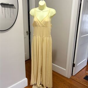 Cider Pale Yellow Spaghetti-Strap Jumpsuit